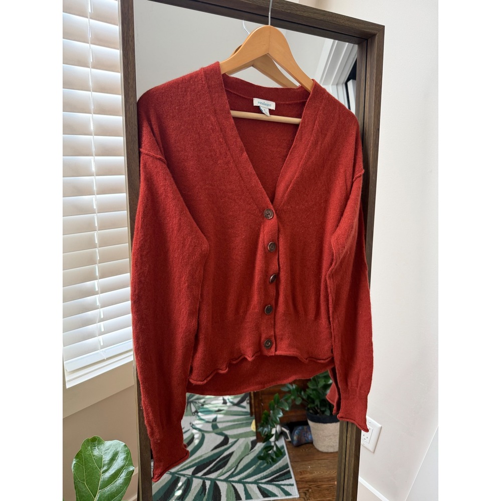 Sundance 100% Cashmere Cardigan Button Up Rust Orange Women's Medium